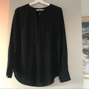 black jcrew long sleeve blouse.